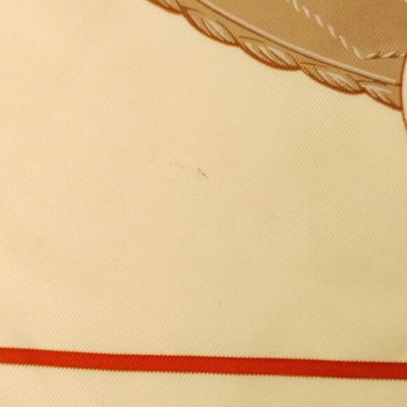 Auth HERMES Carre 90 - Cream Silver Multi Scarf - Picture 7 of 8